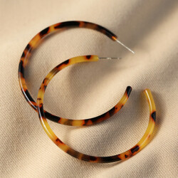 Large Tortoiseshell Resin Hoop Earrings