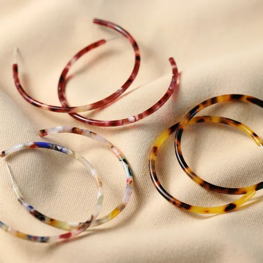 Lisa Angel Colourful Large Tortoiseshell Resin Hoop Earrings