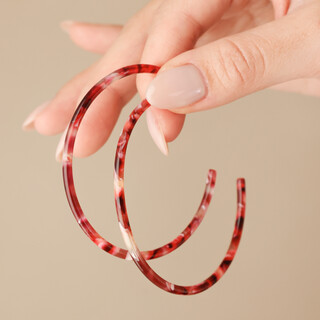 Large Tortoiseshell Resin Hoop Earrings in Red
