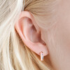 Pink Enamel and Crystal Huggie Hoop Earrings in Gold on model