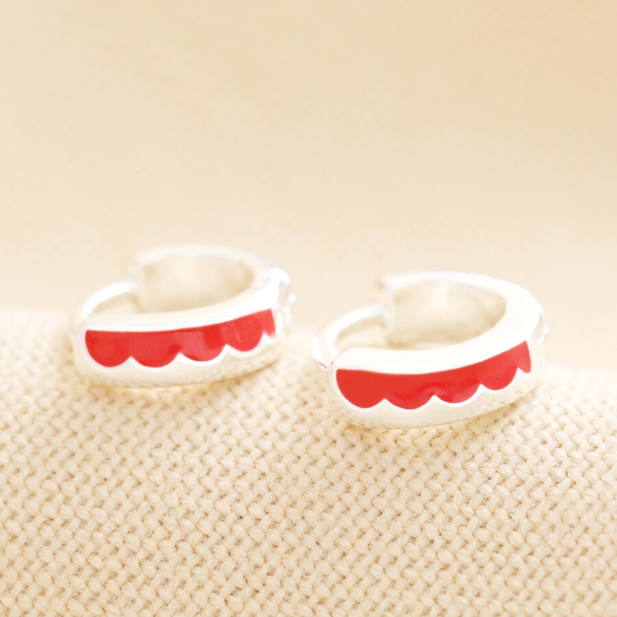 Red Chili Pepper Hoop Earrings - Cute Enamel Dangle Huggie Earrings For Women