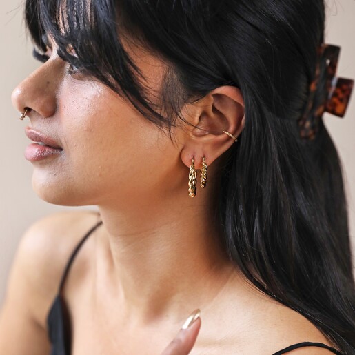 Large Rope Hoop Earrings in Gold