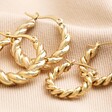 Large Twisted Rope Hoop Earrings in Gold With Medium Version