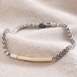 Men's Mixed Metal Round Bar Chain Bracelet