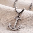 Close Up of Pendant on Men's Personalised Stainless Steel Anchor Pendant Necklace