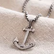 Close Up of Pendant on Men's Personalised Stainless Steel Anchor Pendant Necklace
