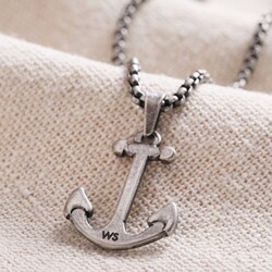 Men's Personalised Stainless Steel Anchor Pendant Necklace