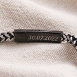 Close Up of Engraving on the Inside of the Clasp on the Men's Personalised Thick Stainless Steel Chain Bracelet