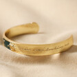 Quote on Navy Enamel Message Engraved Celestial Bangle in Gold