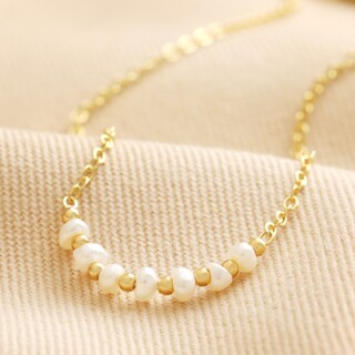 Freshwater Pearl Chain Necklace in Gold