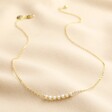 Freshwater Pearl Chain Necklace in Gold on Beige Fabric