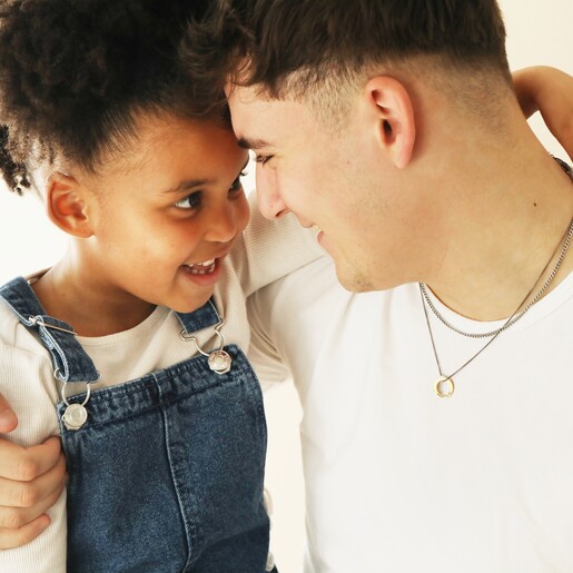 Model wearing Men's Stainless Steel Curb 'Connell's Chain' Necklace stacked with other necklace