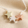 Close Up of Charms on Mixed Metal Triple Star Bead Necklace