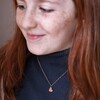 Young Red-Headed Model Wearing Mother & Child Heart Puzzle Necklace Rose Gold
