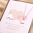 Mother & Child Set of 2 Heart Puzzle Necklaces in Silver and Rose Gold in Gift Box Packaging