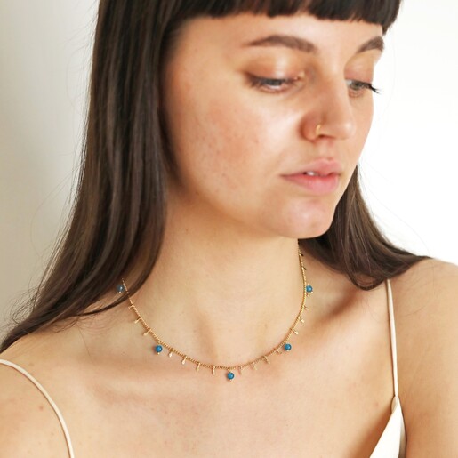 Jade stone hot sale gold necklace