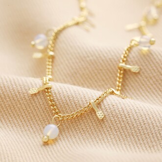 Semi-Precious Opal Stone Droplet Necklace in Gold