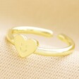 Smiling Heart Face Adjustable Ring in Gold on Beige Coloured Fabric
