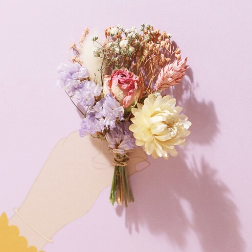 Close Up of Dried Flower Posy on Blooming Gorgeous Dried Flower Greetings Card