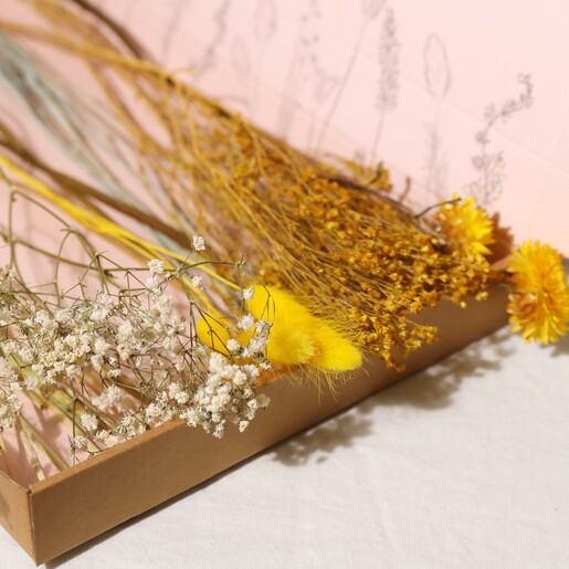 Large Yellow and Blue Dried Flowers Letterbox | Lisa Angel