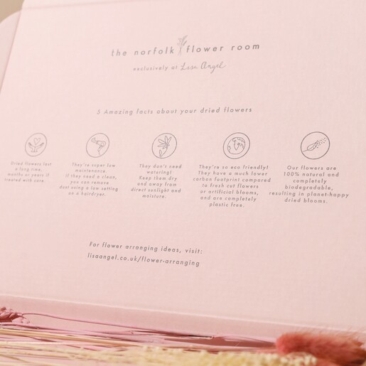 Text in Top of Long Stem Natural Dried Flower Letterbox Bouquet Packaging