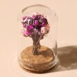 Purple Toned Small Dried Flower Offcut Glass Dome on Neutral Background