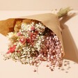 Vintage Pink Market Style Dried Flower Bouquet in Brown Paper Packaging