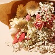 Close Up of Vintage Pink Market Style Dried Flower Bouquet