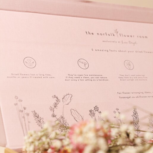 Inside of Packaging of Vintage Valentine's Cut Dried Flowers Letterbox Gift