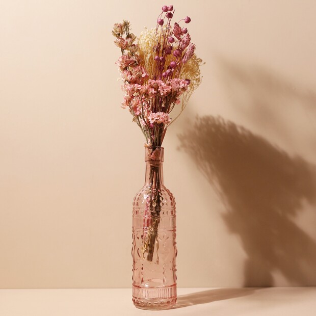 Vintage Romantic Dried Flower Posy with Vase