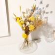 Large Yellow and Blue Dried Flowers Letterbox Gift Arranged in Vase