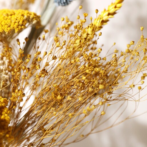 Close Up of Flowers in Large Yellow and Blue Dried Flowers Letterbox Gift