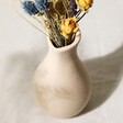 Yellow and Blue Dried Flower Posy in Cream Vase