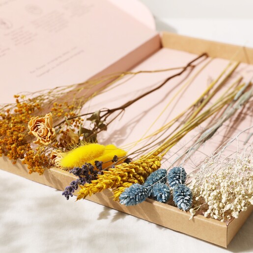 Yellow and Blue Dried Flowers Letterbox Gift | Lisa Angel