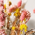 Close Up of Pink Florals From Yellow and Pink Dried Flower Bouquet