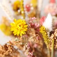 Close Up of Yellow Florals From Yellow and Pink Dried Flower Bouquet