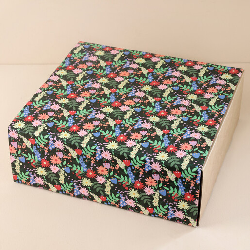 Kraft Gift Box with Flower Print Sleeve