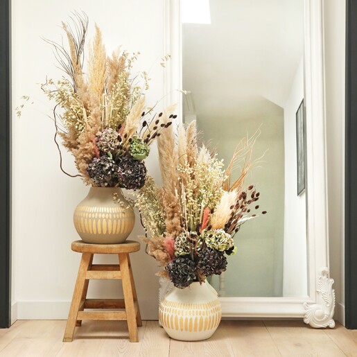 Large Round Hand-Painted Vase in Grey with White Coloured Version