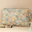 Ditsy Floral Cotton Pouch with Pink Coloured Background and Cosmetics