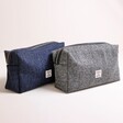 Two Harris Tweed 100% Wool Wash Bags in Blue and Navy