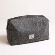 Harris Tweed 100% Wool Wash Bag in Grey on white surface with white background