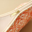 Close Up of Peach Watercolour Personalised Floral Cotton Wash Bag