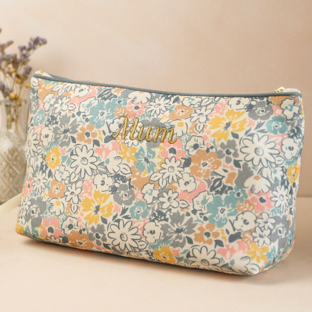 Personalised Floral Cotton Wash Bag Personalised Floral Cotton Wash Bag