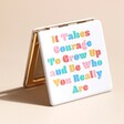 Be Yourself Rainbow Compact Mirror on Neutral Background