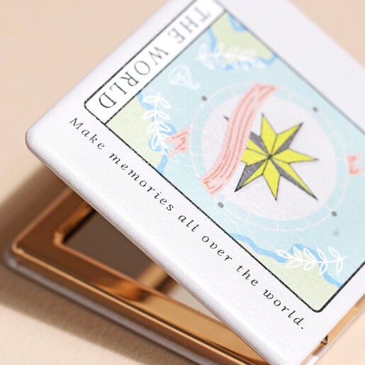 Close Up of The World Tarot Card Compact Mirror