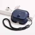 Personalised AirPods Pro 2nd Generation Soft Vegan Leather Case in Navy debossed with name