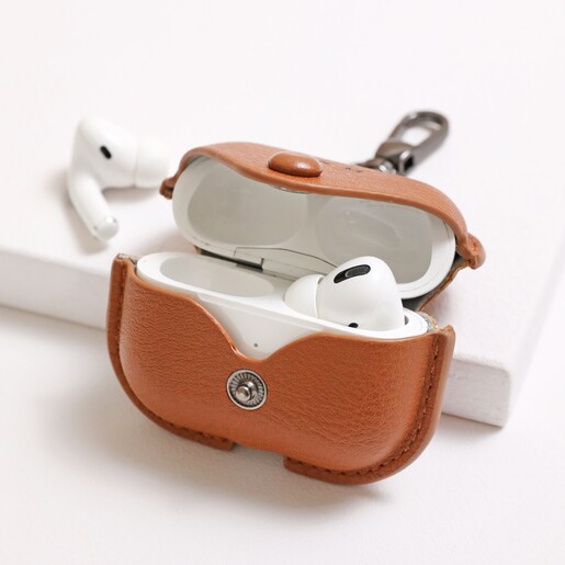 Personalised AirPods Pro Soft Vegan Leather Case in Tan