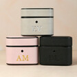 Personalised Initials Vegan Leather AirPods 3rd Generation Cases in Grey Pink and Black