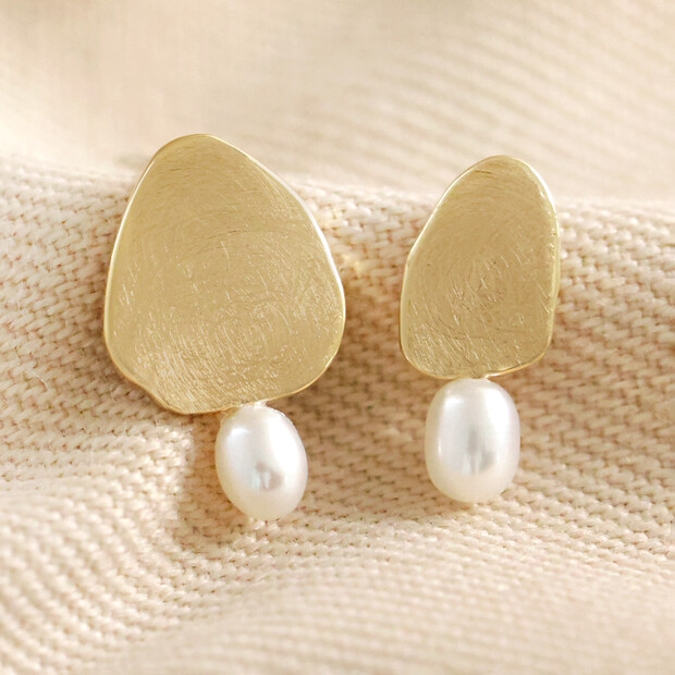 Mismatched Pearl and Organic Shape Stud Earrings