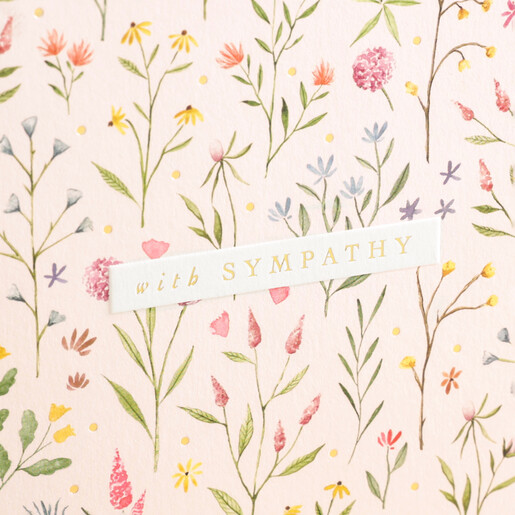 Close up of message on The Art File Floral Sympathy Greetings Card